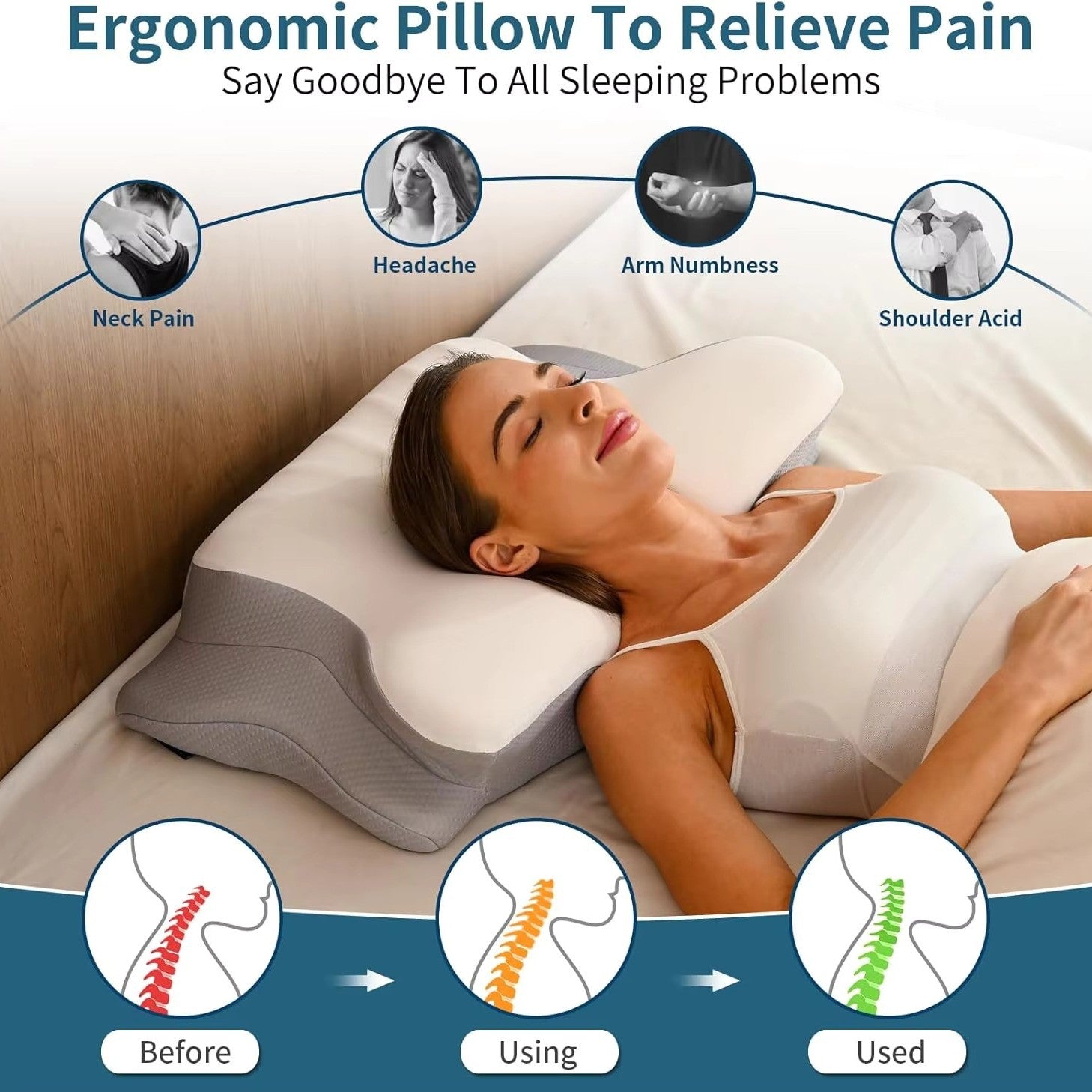 BackWell Memory Foam Side Sleeper Pillow